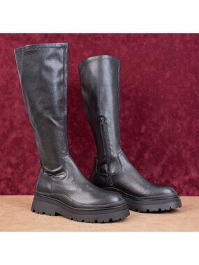 Aldo Women Luder Black Vegan Leather Festival Boho Party Platform Boots sz 10